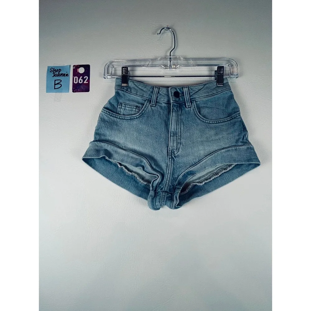 Silence + Noise Womens Microshorts Size 24 Light Denim Y2K Festival Casual